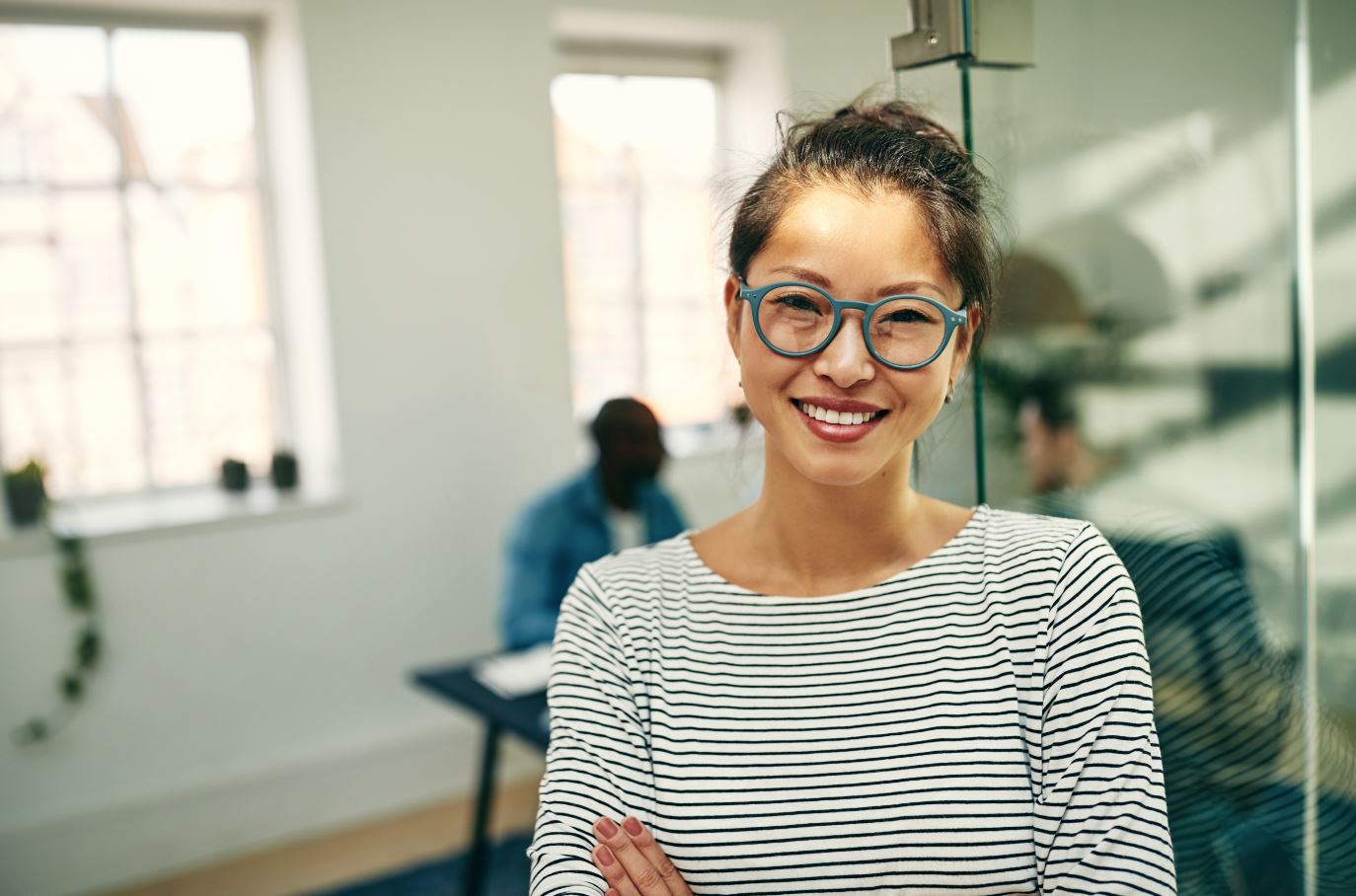 smiling woman in an office