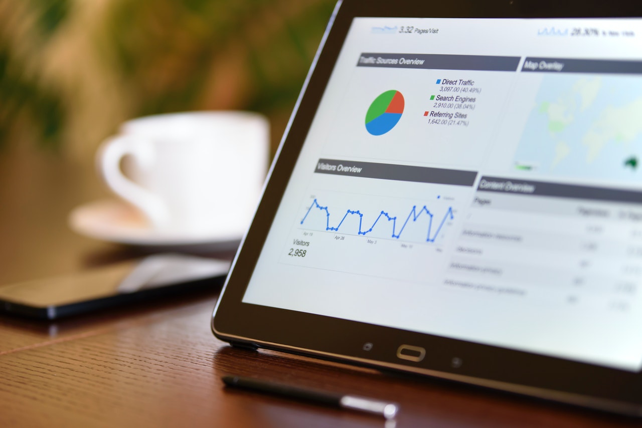 website traffic statistics shown in a tablet