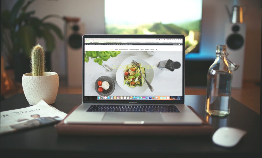 culinary website shown in a laptop screen