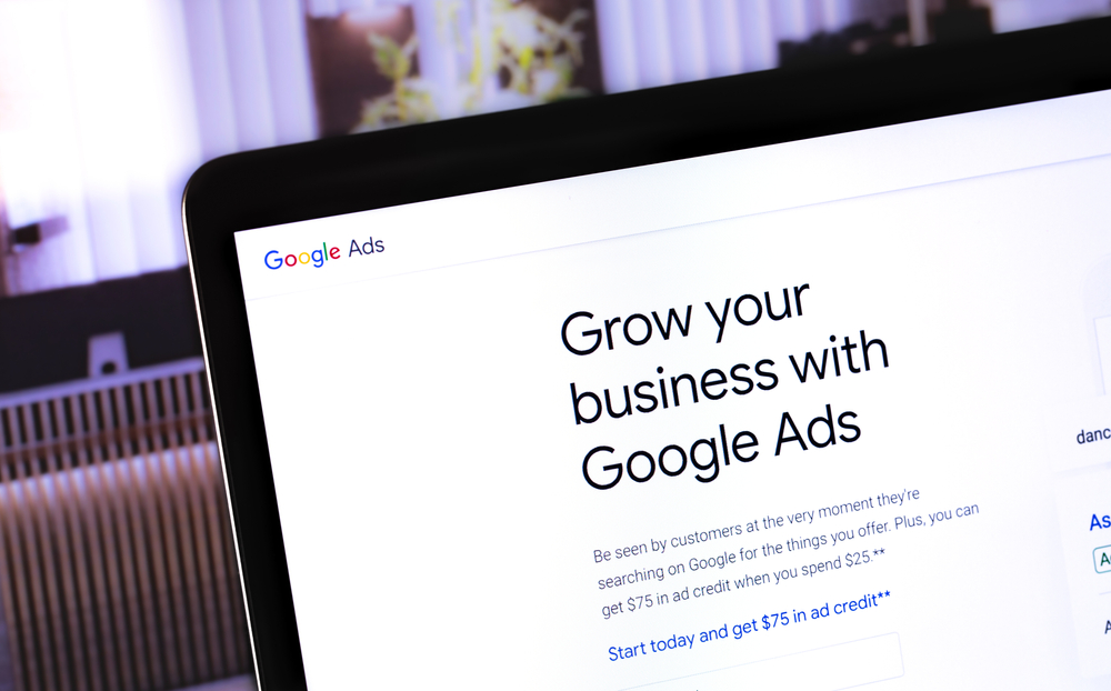 grow your business with google ads, shown in a laptop screen