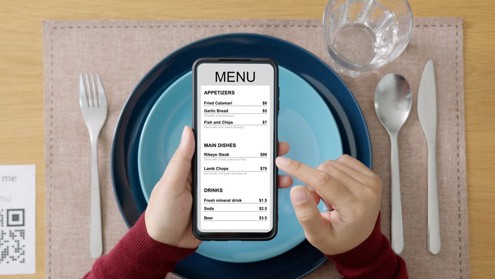 online menu viewed in a mobile phone
