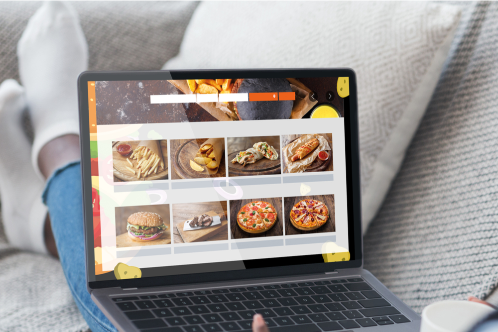 food products of a restaurant shown in laptop