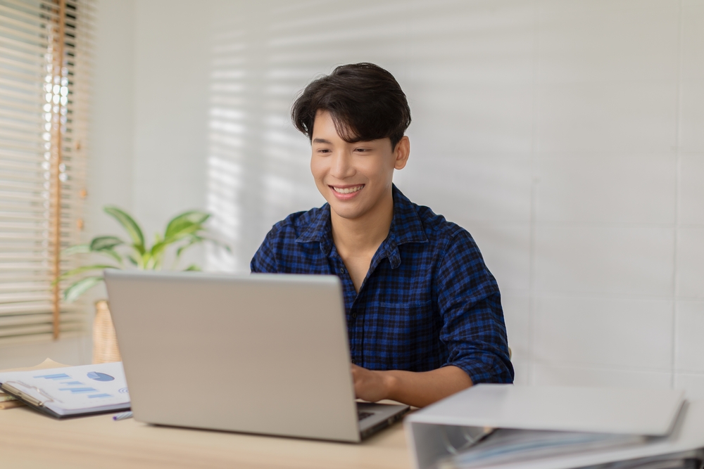 man satisfied with the web maintenance of his website