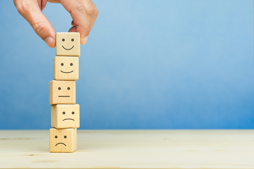 stack of wooden blocks of Customer expressions