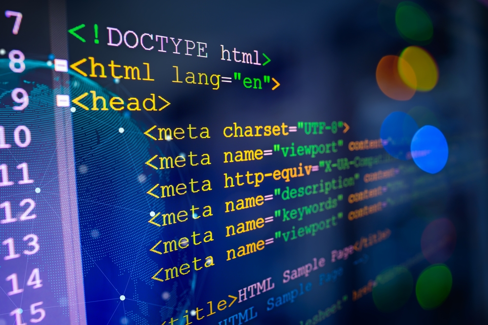 HTML code on computer monitor